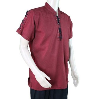 Middeleeuwen Hemd met korte mouwen van bordeaux gekleurd katoen