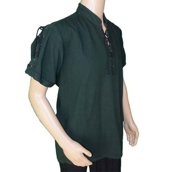 Middeleeuwen Hemd met korte mouwen van groen gekleurd katoen