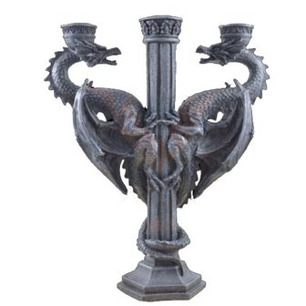 straal etnisch gebouw 3 Armige Kandelaar met Draak - Fantasyshop Fairyland - Webshop