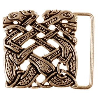 Buckle Celtic Hounds vierkant, 4cm bronskleurig