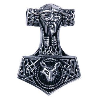 Zilveren hanger, Hamer van Thor met Viking hoofd