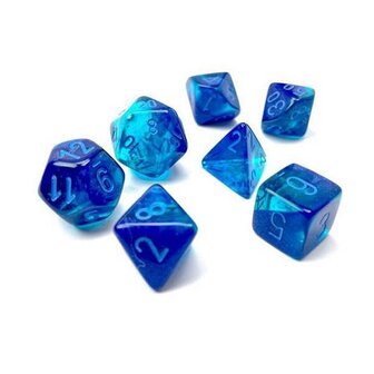 7 delig setje met Licht Blauw/Blauw half doorzichtige Gemini Polydice