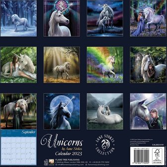 Anne Stokes 2023 unicorn calendar achterkant