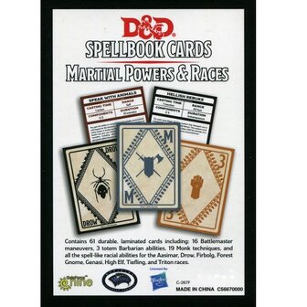 D&amp;D Spellbook Cards - Martial Powers &amp; Races met 61 kaarten achterkant