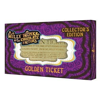 Willy Wonka &amp; the Chocolate Factory Replica Mini Golden Ticket in doos