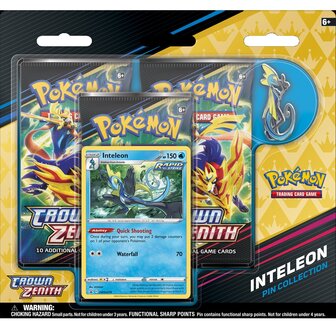 Pokemon Crown Zenith Pin Box Collection met 3 boosters, Inteleon