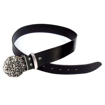 Middeleeuwen Riem met Celtic Knot buckle Zwart, 4cm