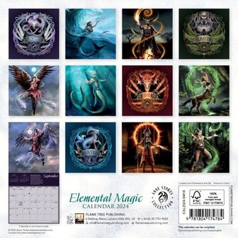 Anne Stokes Mini Calendar 2024 Elemental Magic Achterkant