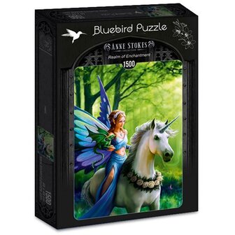 Puzzel Realm of Enchantment van Anne Stokes met 1500 stukjes doos