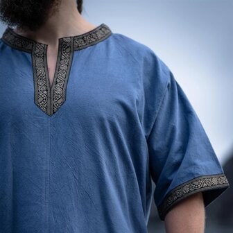 Vikingen Tunika &quot;Richard&quot; van Licht Blauw katoen Close-Up