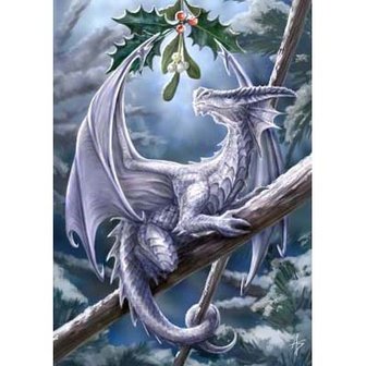 Anne Stokes kerstkaart Snow Dragon