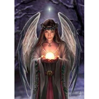 Anne Stokes kerstkaart Yuletide Angel