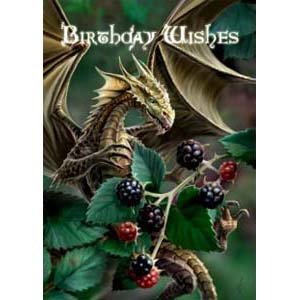Anne Stokes verjaardagkaart Blackberry Dragon