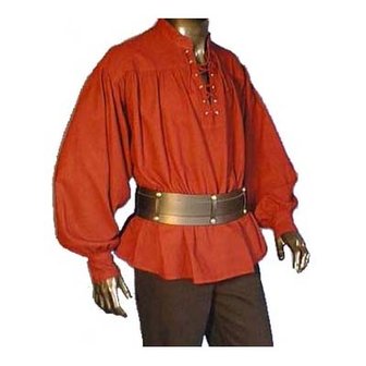 Middeleeuwen Hemd met Pofmouwen, Bordeaux Rood