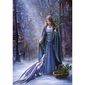 Anne Stokes kerstkaart Solstice Gathering