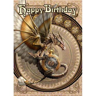 Anne Stokes verjaardagskaart Clockwork Dragon