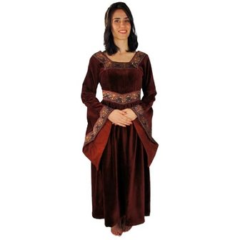 Jurk Anna Boleyn van Bordeaux kleurig Katoen