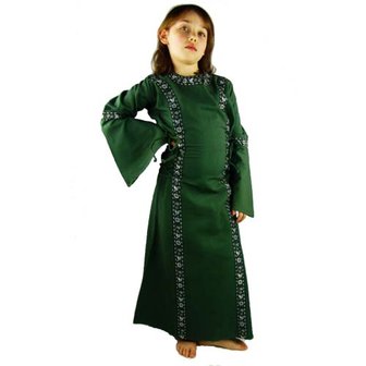 Middeleeuwen Prinsessen Kinderjurk, van effen groen kleurig Katoen