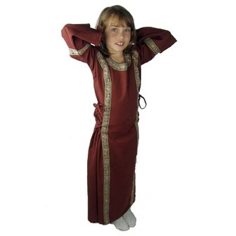 Middeleeuwen Prinsessen Kinderjurk, van effen Bordeaux Rood kleurig Katoen