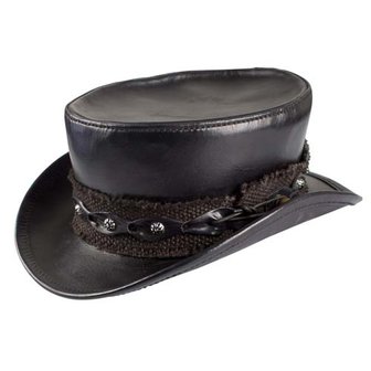 Steampunk Top Hat, zwart leer
