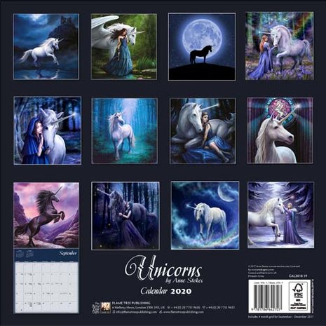 Anne Stokes Unicorns Calendar 2020 Achterkant