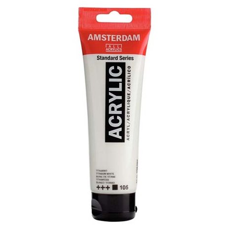 Amsterdam Acrylverf Titaanwit 105 in tube van 120ml