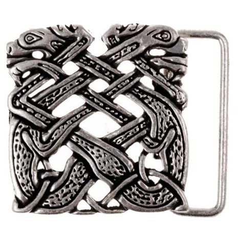 Buckle Celtic Hounds vierkant, 4cm zilverkleurig