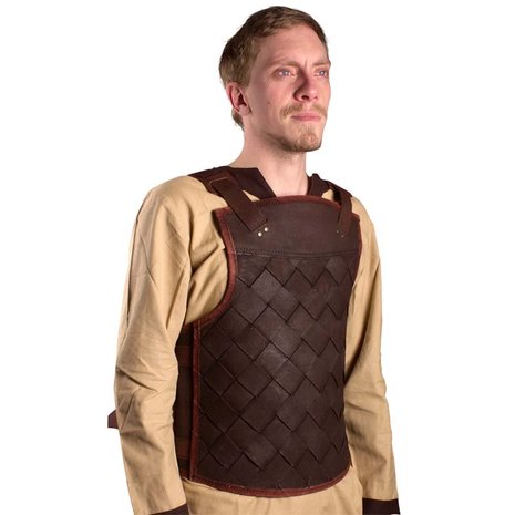 Viking Greaves Armour, borstbescherming van bruin leer