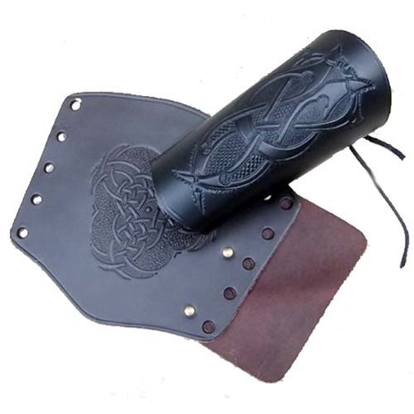 Bracers met Keltisch symbool large van zwart leer