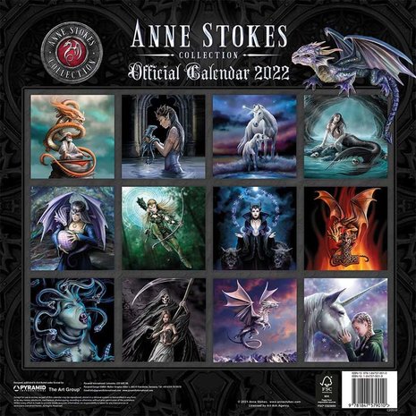 Anne Stokes General Art Kalender 2022 achterkant