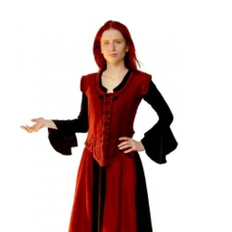 Middeleeuwen Damesvestje van rood Velvet katoen