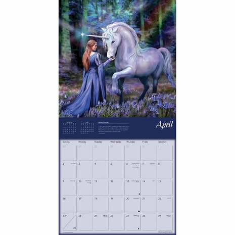 Anne Stokes 2023 unicorn calendar binnenkant