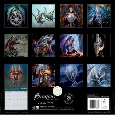 Anne Stokes 2024 Dragons Calendar Achterkant