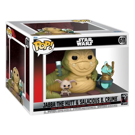 Star Wars 40th Anniversary POP! Movies Vinyl Figure Jabba the Hut & Salacious B. Crumb No.611 in doos