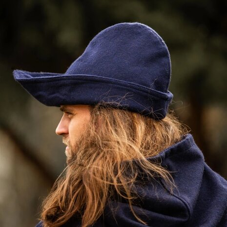 Geplet katoenen Robin Hood muts Blauw Sfeerfoto