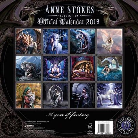 Anne Stokes Kalender 2019 Achterkant