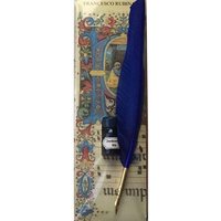 Blauwe schrijfveer met inkt in Blister