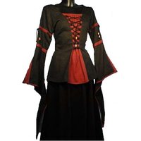 Middeleeuwen Blouse Rood/Zwart
