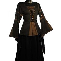 Middeleeuwen Blouse Bruin/Zwart