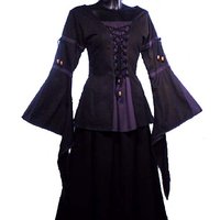 Middeleeuwen Blouse Blauw/Zwart