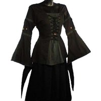 Middeleeuwen Blouse Groen/Zwart