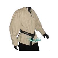 Hemd met gesnoerde mouwen Natuur kleur