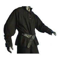 Katoenen Hemd met gesnoerde mouwen Zwart