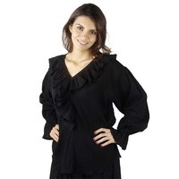 Katoenen Crepe Blouse Julietta, Zwart