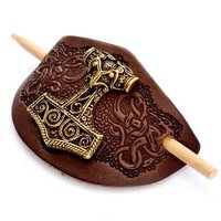 Haarspeld met metalen Thor's Hamer, Bruin