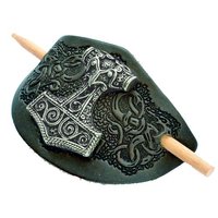 Haarspeld met metalen Thor's Hamer, Zwart